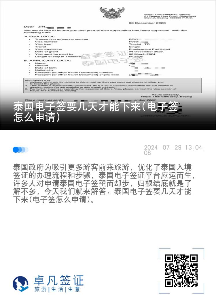 泰国电子签要几天才能下来(电子签怎么申请)