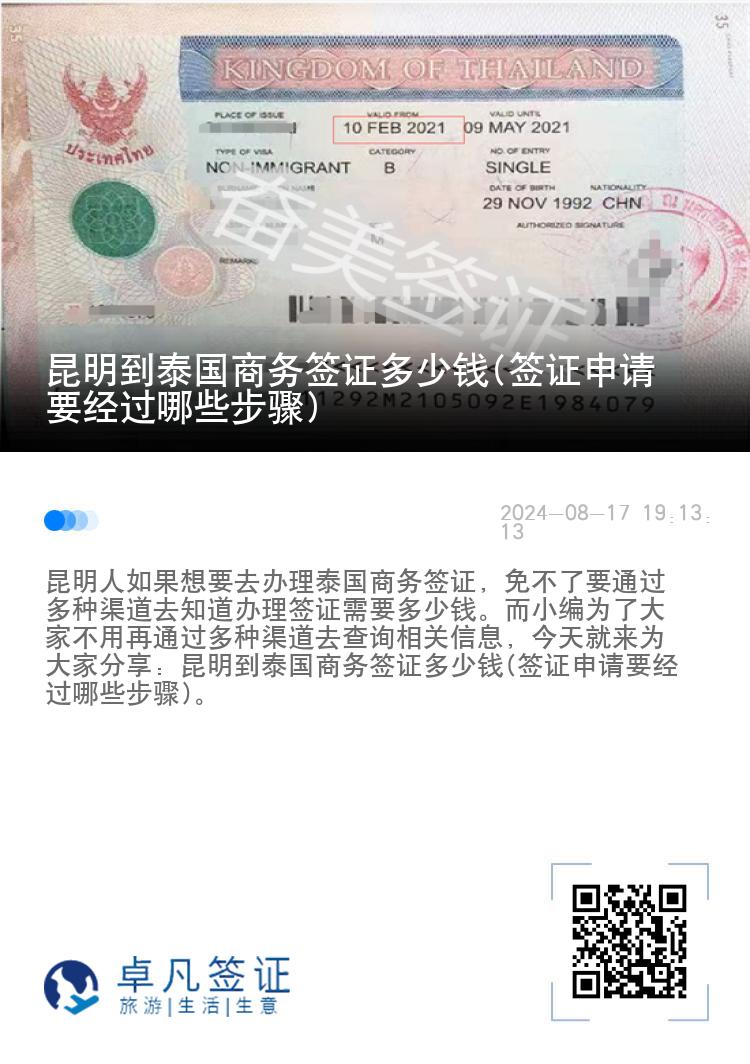 昆明到泰国商务签证多少钱(签证申请要经过哪些步骤)