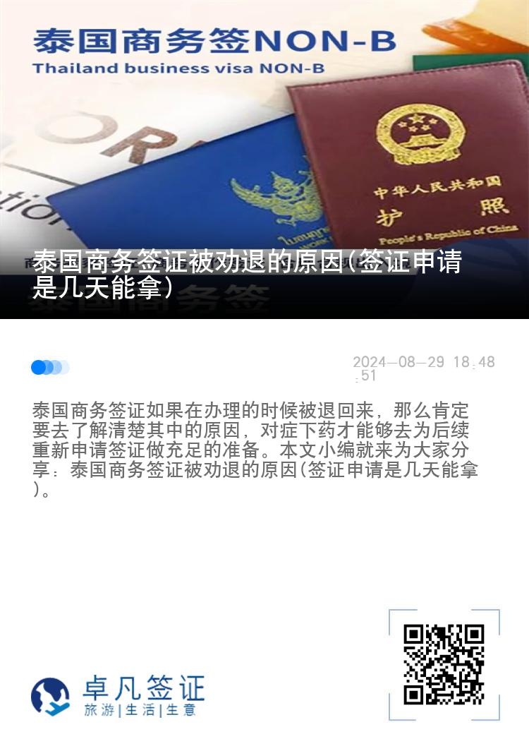 泰国商务签证被劝退的原因(签证申请是几天能拿)